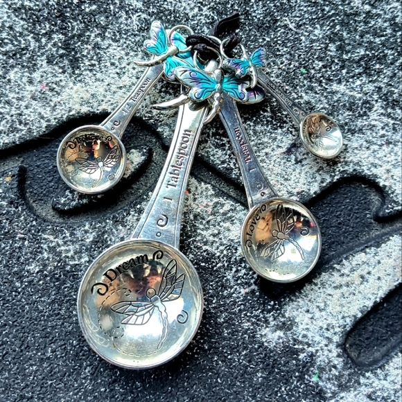 4-Piece Set Dragonflies Measuring Spoons Inspire Believe Love Dream Nice Set - Picture 1 of 7